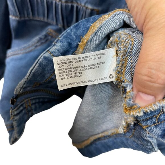 Knox Rose Denim Jacket Zip Front Elastic Waist and Sleeves 4 Pockets Stretch L - Picture 6 of 11